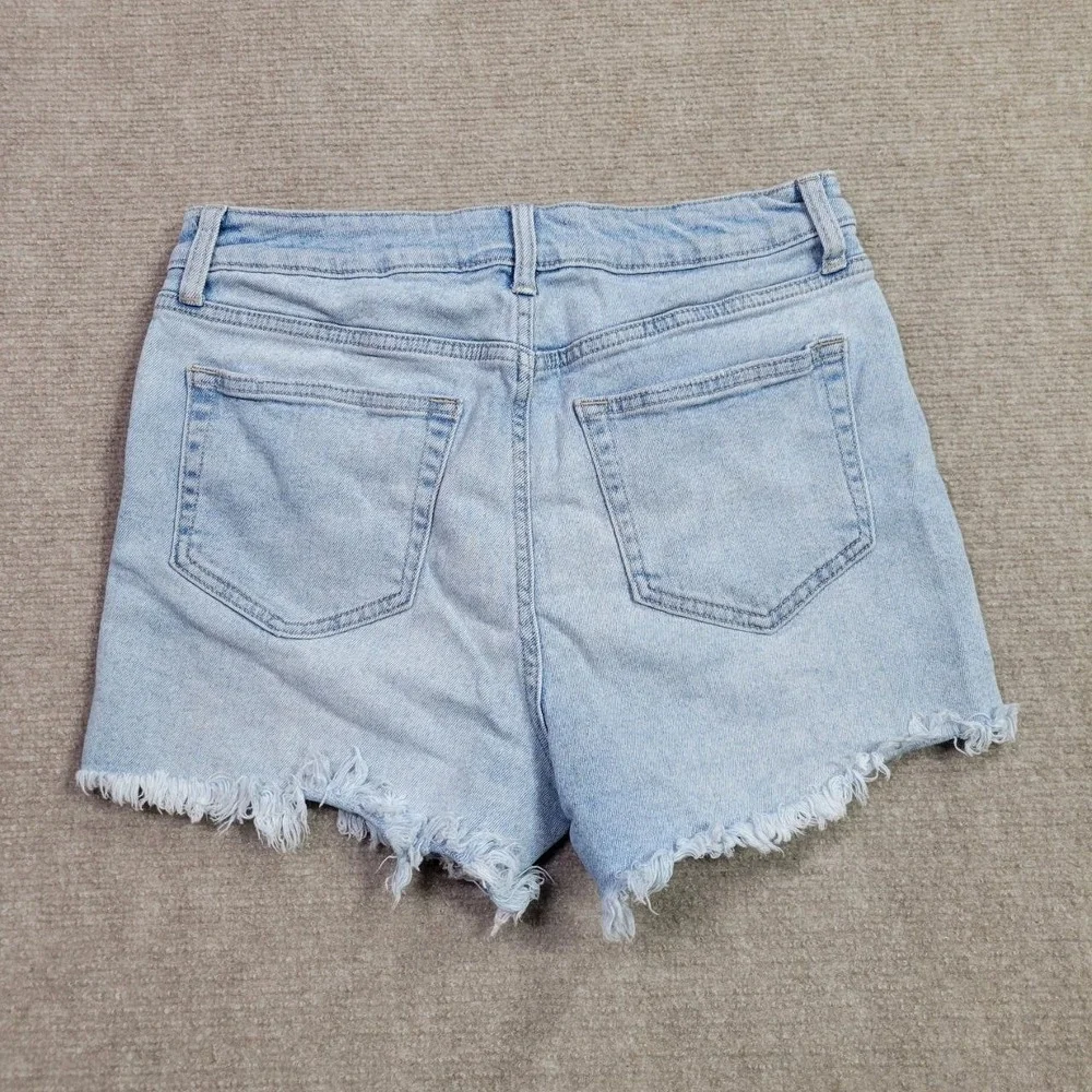 Just USA Jean Shorts Womens Large Blue Light Wash Frayed‎ Hem Casual Denim